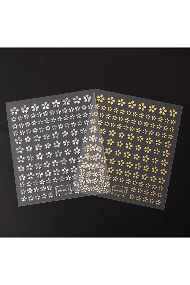 2pcsTH-1034-1035 3D Laser Sakura Nail Stickers – Holographic Snake Skin Design, Water Transfer Slide