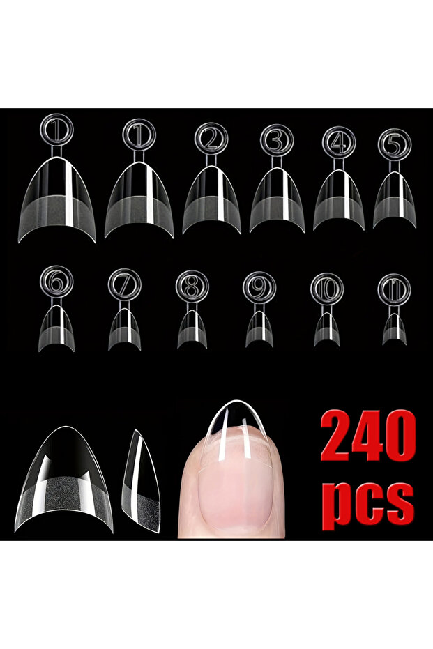 Short Almond Clear 120/240 pcs Half Cover Almond Fake Nails Half Matte Pre Buff Acrylic Nails Extra