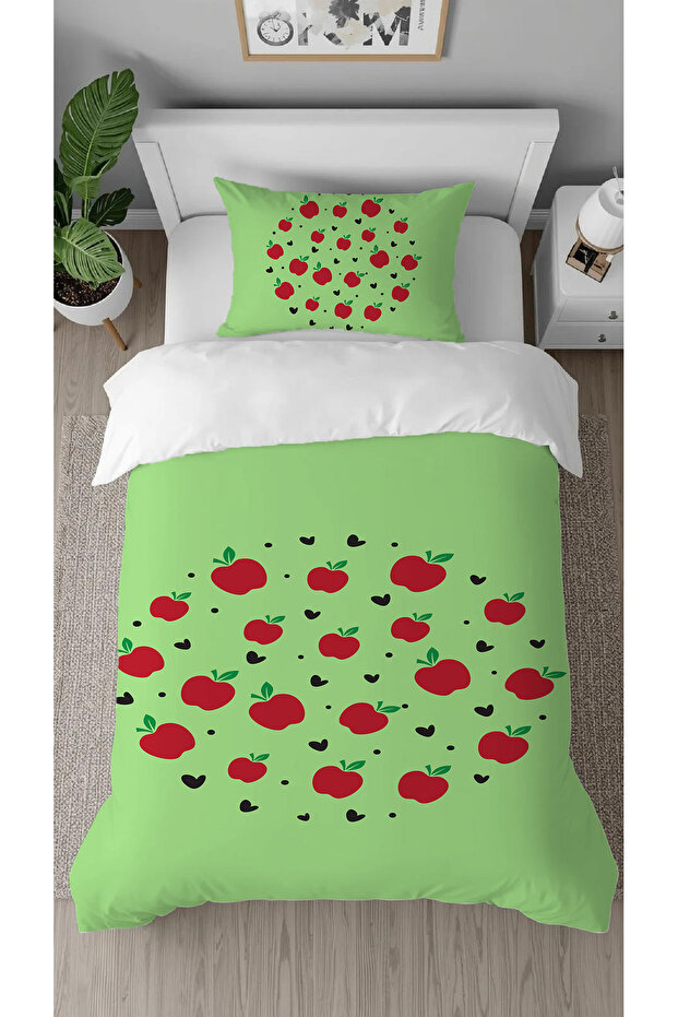 Apple Fruit Patterned Digital Printed Specially Designed Single Stylish Duvet Cover Set Without Sheets