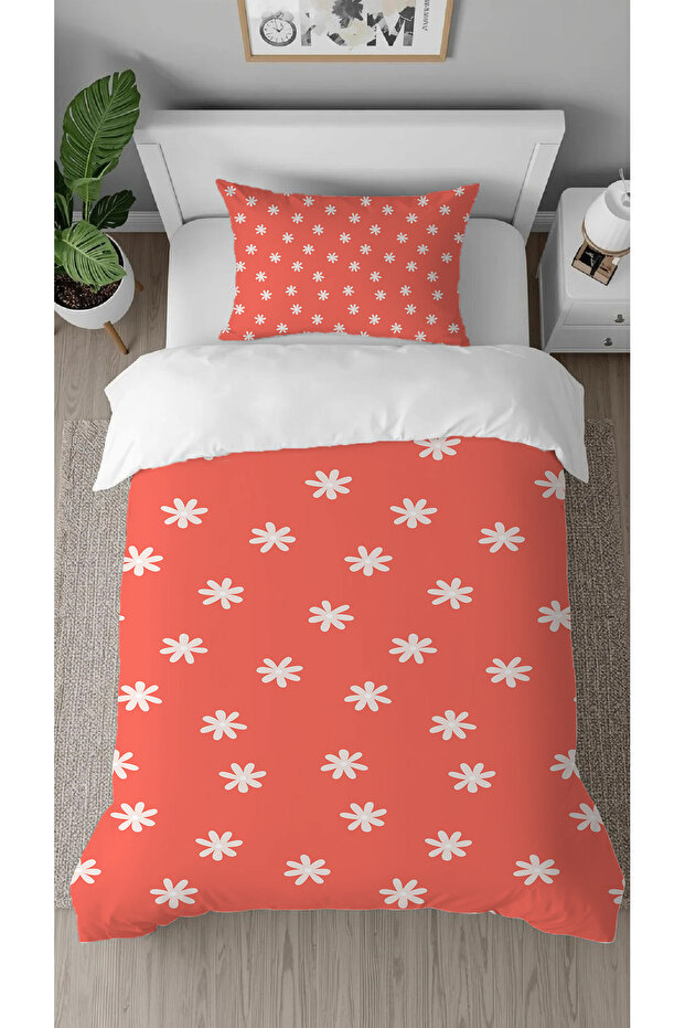Lucky Flowers Patterned Digital Printed Special Design Single Stylish Duvet Cover Set Without Sheets