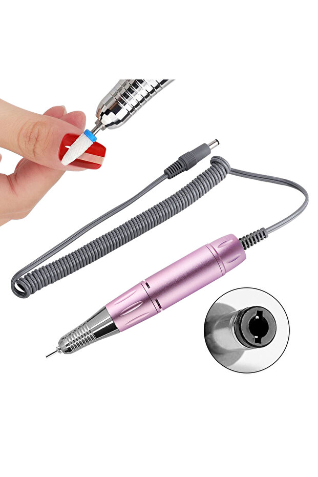 Pink Electric DC Nail Drill Pen Handle File Polish Grind Machine Handpiece Manicure Pedicure Tool Na