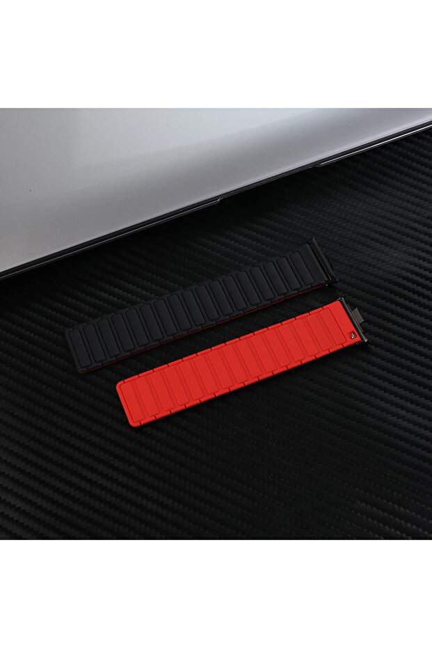 For Mi band 9 8 Pro Black Red-B I-pattern Silicone Magnetic Strap for Redmi Watch 5/4 and Mi Band 9