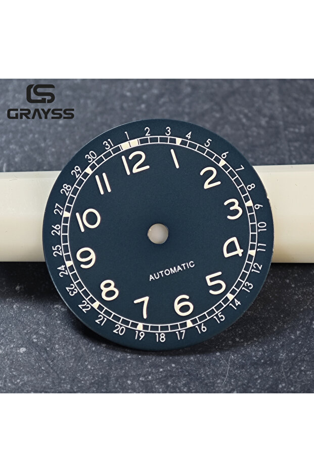 blue Nologo Pilot Field Dial 28.5mm White Arabic Numerals Markings C3 Spure Lume SKX NH35A NH...
