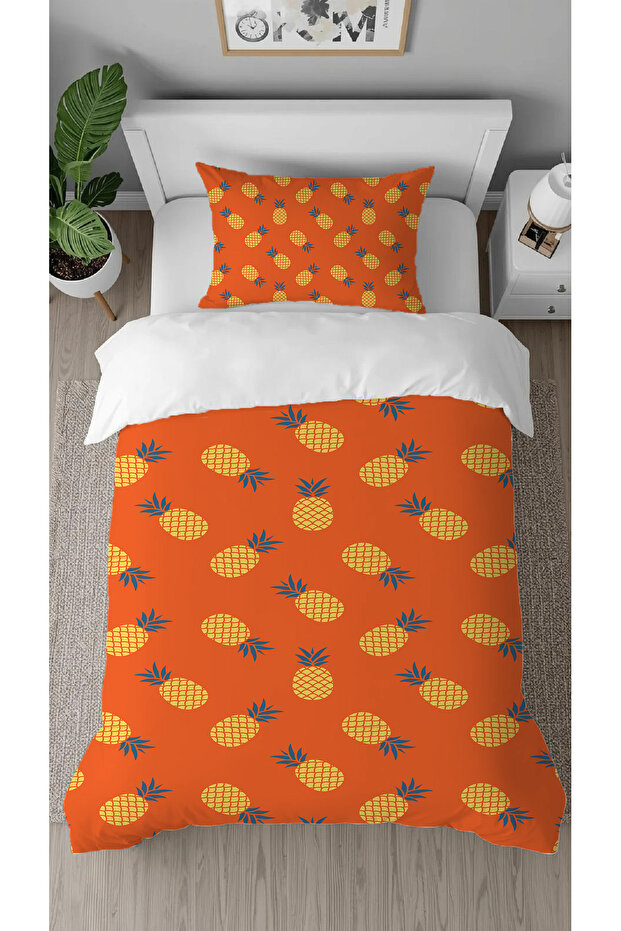 Pineapple Sweet Fruit Patterned Digital Print Pieces Specially Designed Bed Sheet Pieces Single Stylish Duvet Cover Set