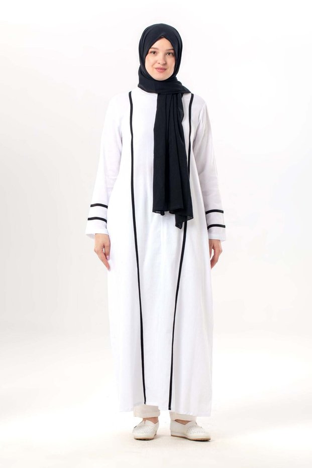 Long Sleeve Gülfem Zippered Summer Shawl Cloth Ferace White Byz