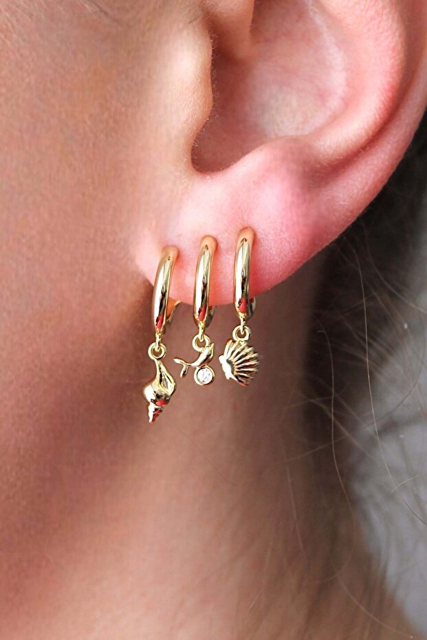 Vip Steel Sea Shell Triple Look Earrings