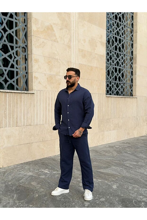 Muslin Fabric Oversize Pants & Shirt Set