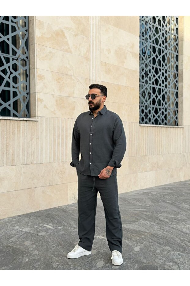 Muslin Fabric Oversize Pants & Shirt Set