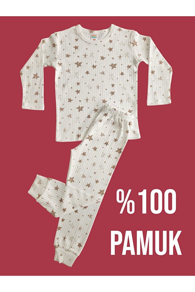 Long Sleeve Patterned Children's Pajama Set # Printed Children's Pajama Set # Laundry Room # Star Patterned Pajamas