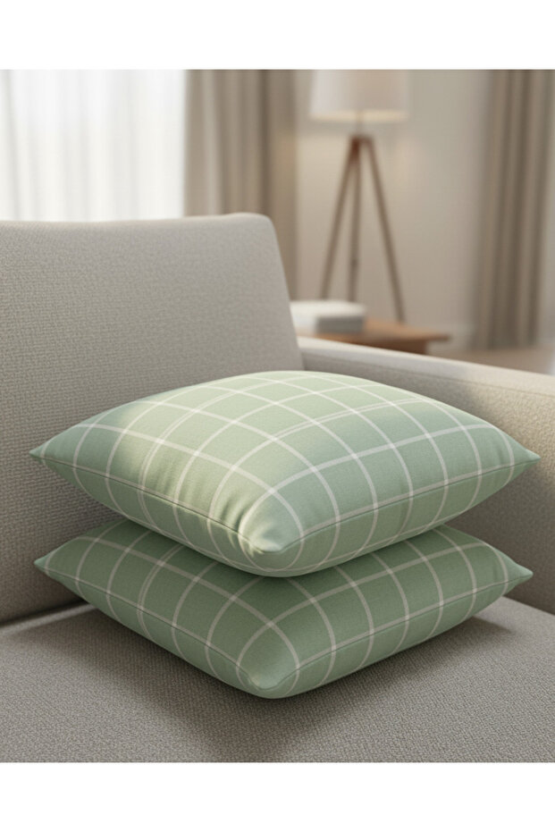 Green Checkered Cushion Set (2 Piece)