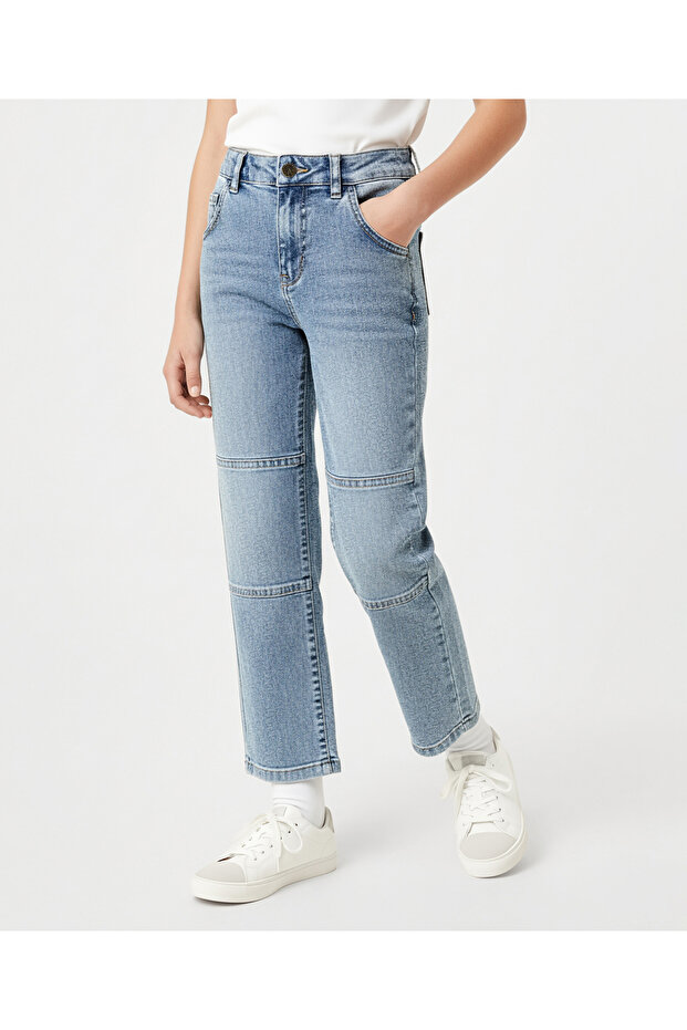 Denim Woven Full Length Cut & Sew Washed Jeans - Light Blue
