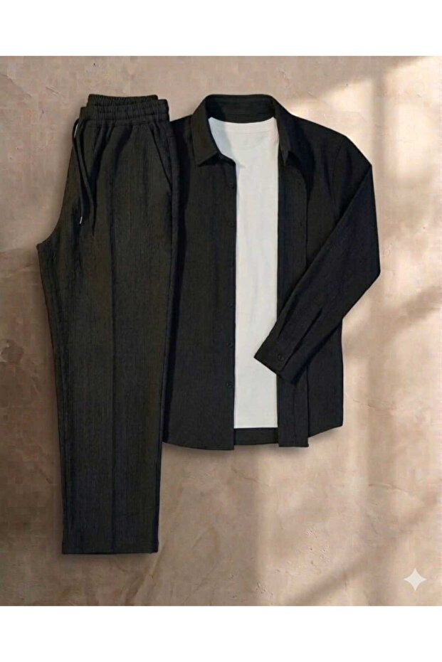 Men's 3-Piece Set Burümcük Uzunkol Shirt T-Shirt Tracksuit