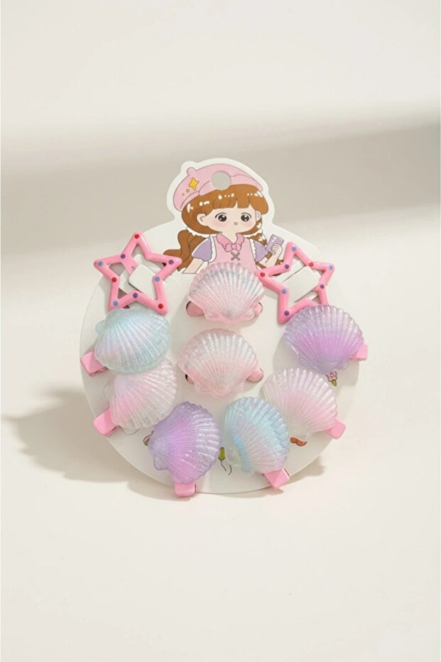 Set of 10 Mixed Buckles with Lilac Stars and Mussel Figures