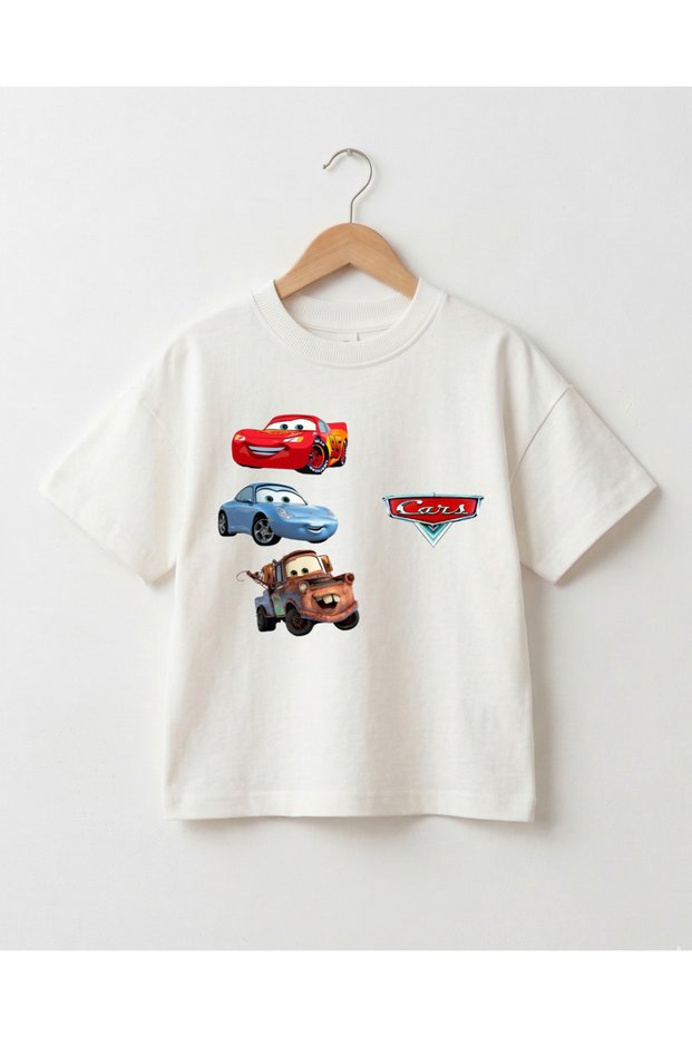 Unisex Crew Neck Car Printed 100% Cotton Oversize T-Shirt Baby-Child