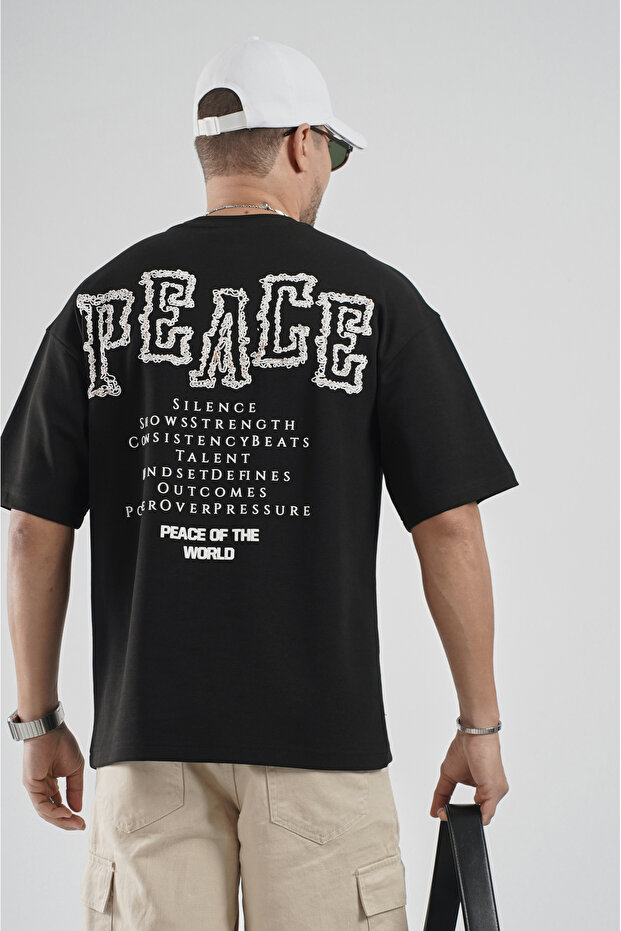 Tren Biz Peace Detailed Double Face Oversize T-Shirt
