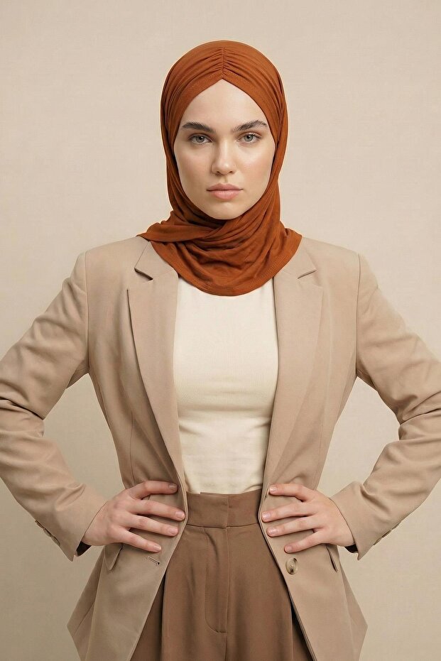 شال قطني ممشط جاهز للارتداء، أنيق ومريح، مانع للانزلاق، CPS-95، لون طوبي