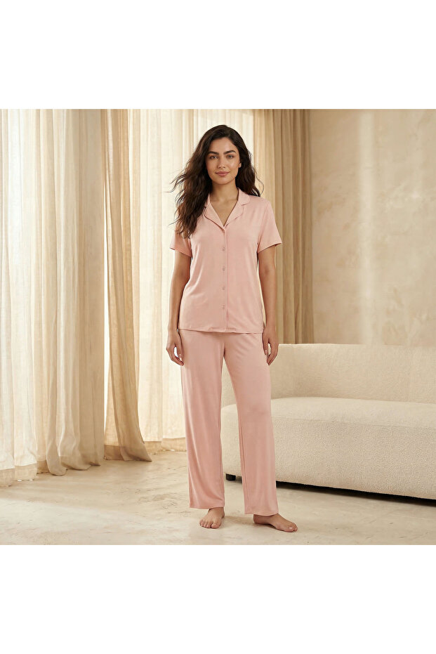 Pyjama Set Button-Down Shirt & Trousers - 1