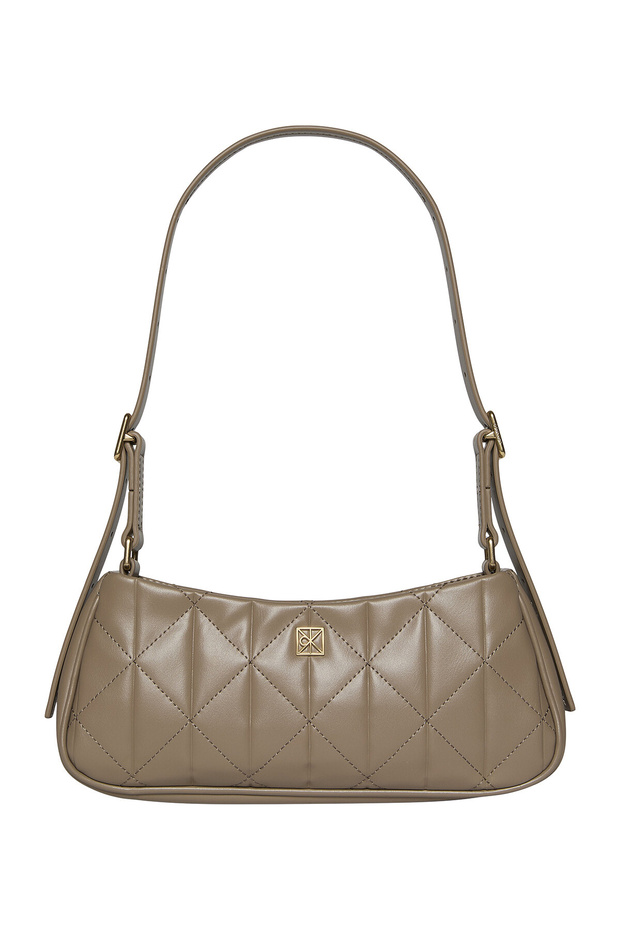 Women's Beige Handbag with Brand Logo, Suitable for Daily Use