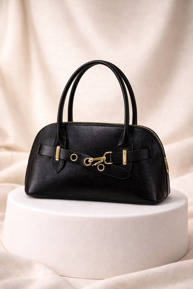 Buckle Detailed Glow Women's Crossbody Bag Black