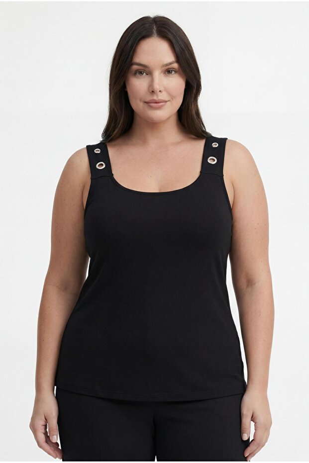 Women's Plus Size Sleeveless Black Blouse