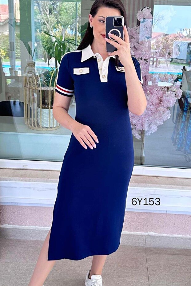 Polo Collar Modal Dress 6Y153