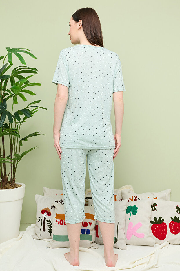 Star Patterned Plus Size Capri Pajama Set - 5