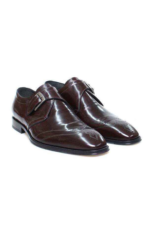 Burgundy Color Laceless Genuine Leather Men's Shoes