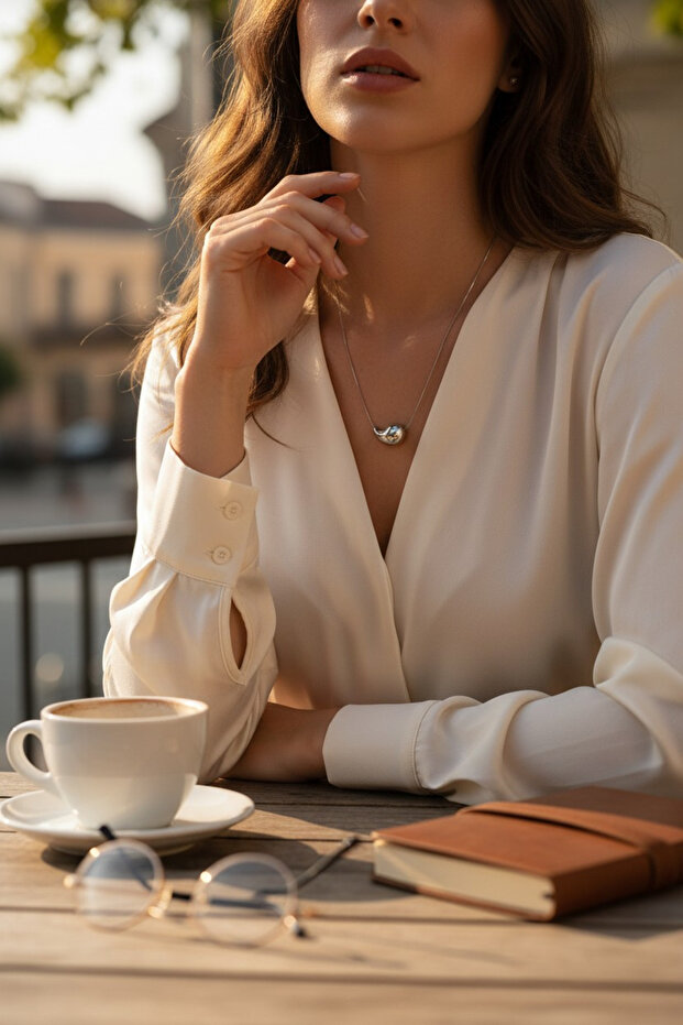 Drop Model Stainless Steel Teardrop Women's Necklace 130656