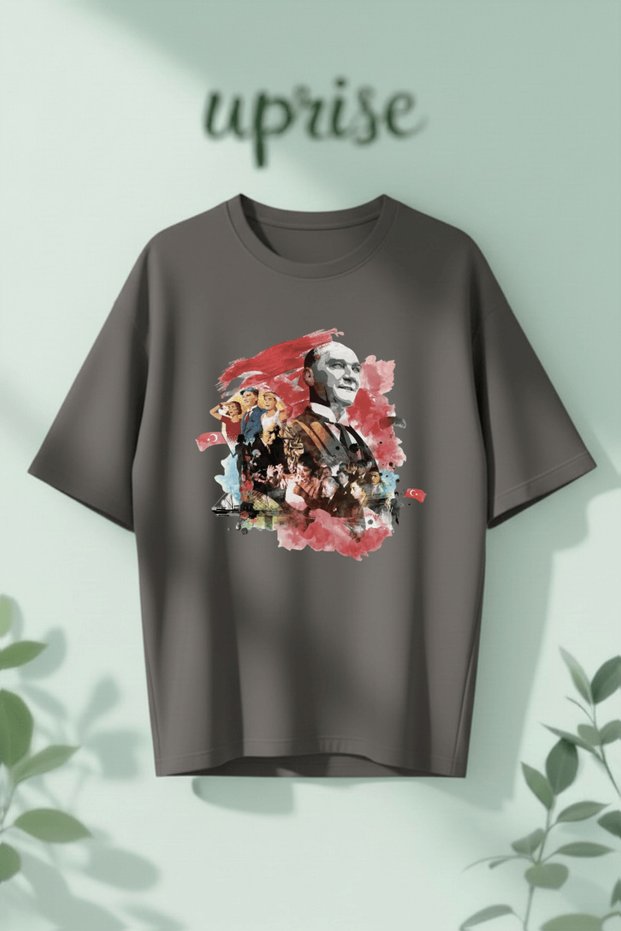 Ataturk 23 April National Sovereignty and Children's Day Printed Cotton Oversize T-Shirt