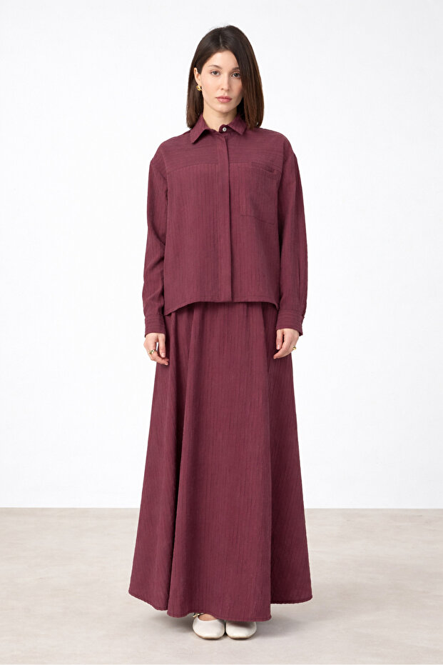 Yansı Skirted Suit Plum