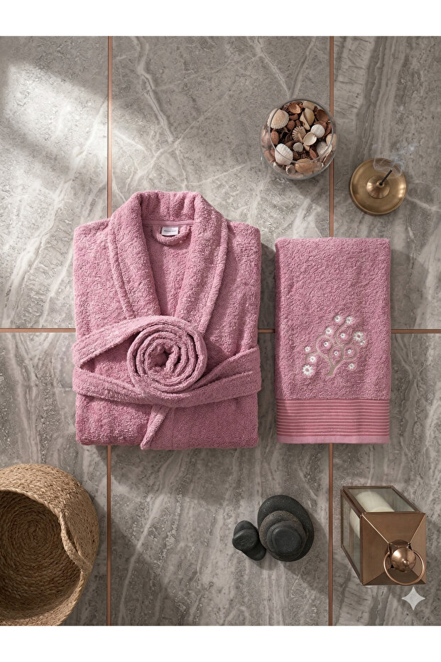 Premium 2-Piece Family Bathrobe Set, Dowry Cotton Gift Bath Set