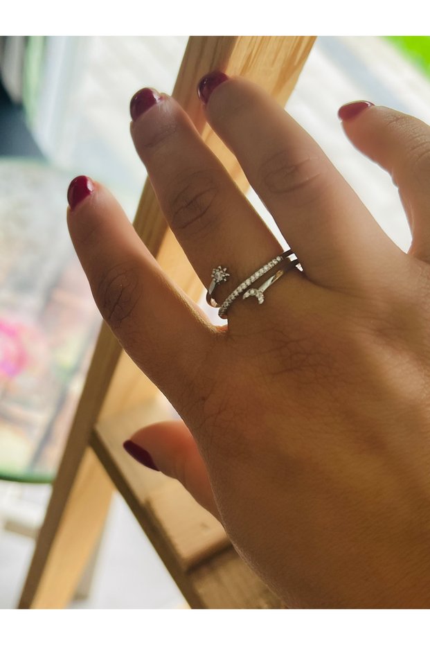 Adjustable Silver Color Stone Wraparound Ring Acr0114
