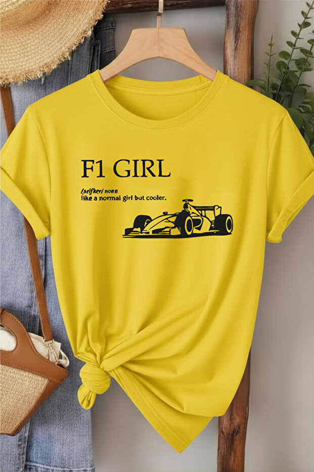 F1 Girls Printed Women's Cotton White T-Shirt