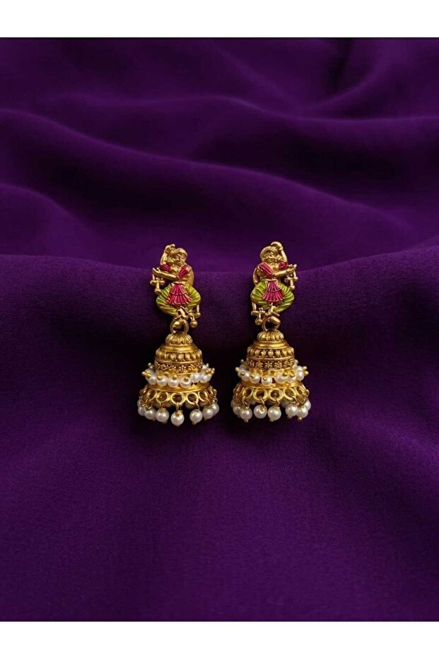 Pearl Drop Dancing Doll Jhumka Earrings