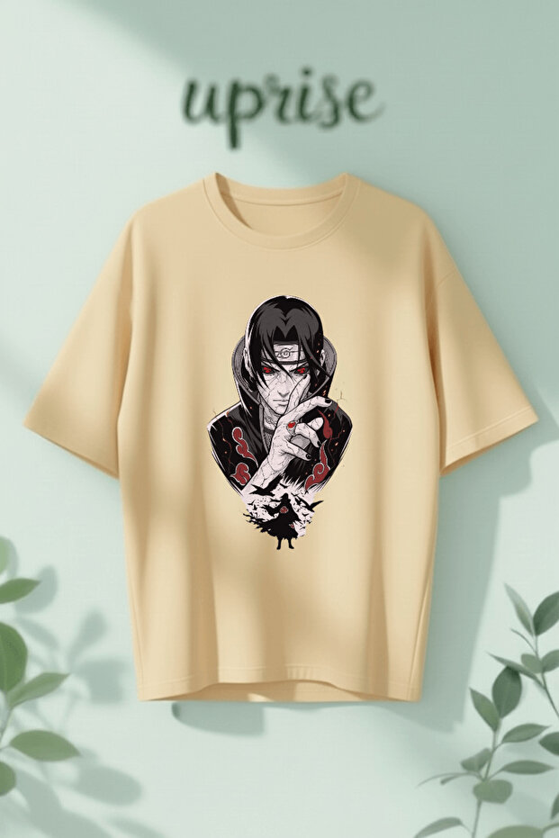 تي شيرت قطني كبير الحجم مطبوع عليه Itachi Uchiha Naruto