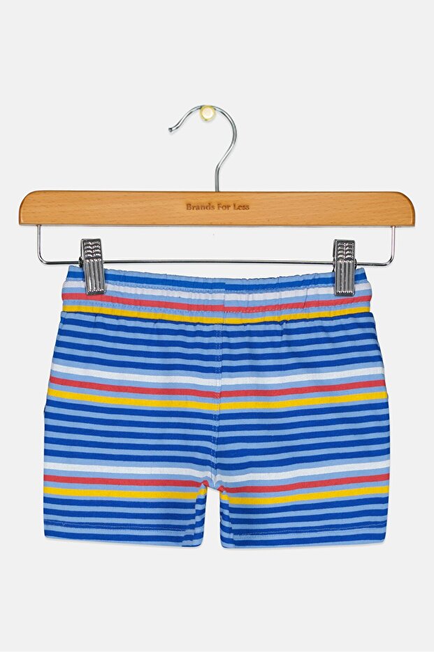 Toddlers Boy Drawstring Stripe Basic Shorts, Multicolor - 2