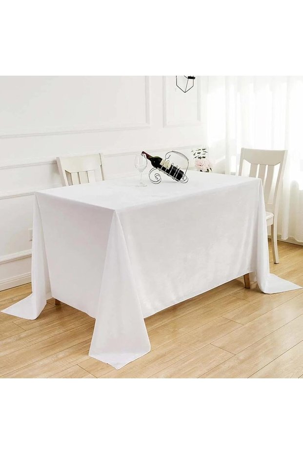 Luxurious Velvet Textured Tablecloth – Stylish Wedding & Dining Table Cover, Premium Tablecloth White