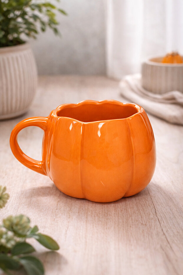 Kabak Design Special Mouth Wave Detailed Fully Handmade Ceramic Mug