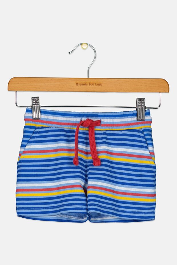 Toddlers Boy Drawstring Stripe Basic Shorts, Multicolor - 3
