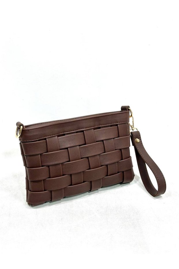 Leather Knitted Women's Portfolio Clutch