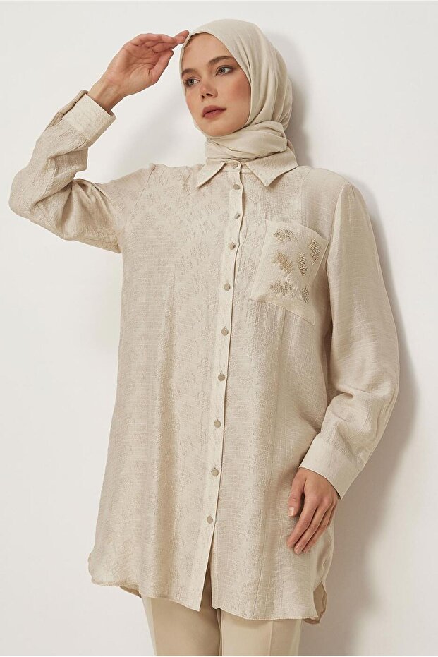 Jacquard Shirt Collar Tunic 46521
