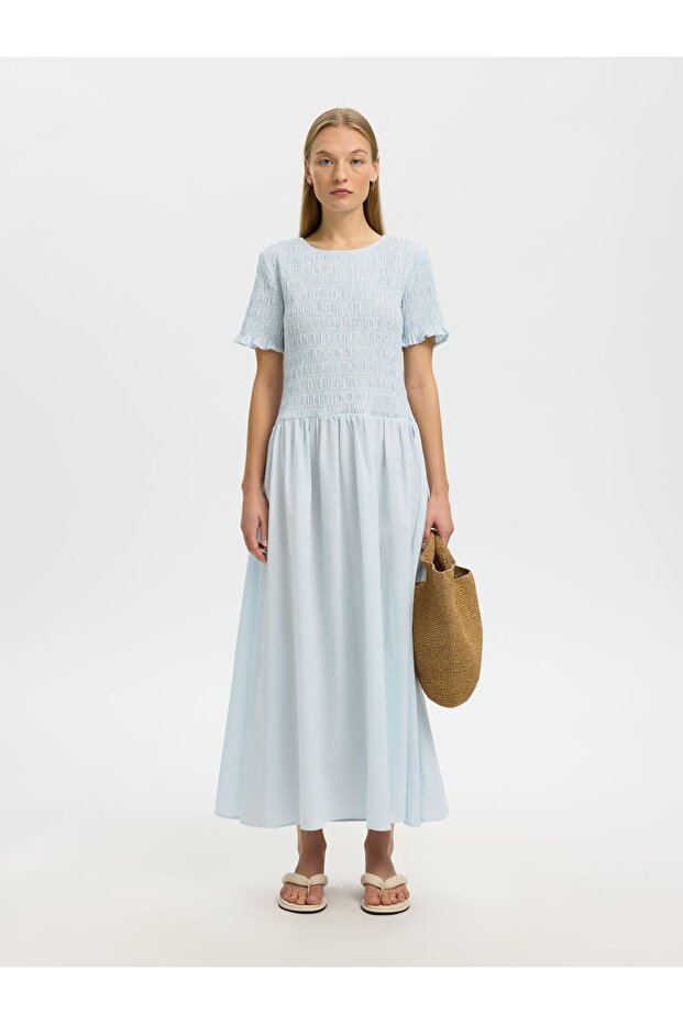 Rochie maxi din seersucker - 4