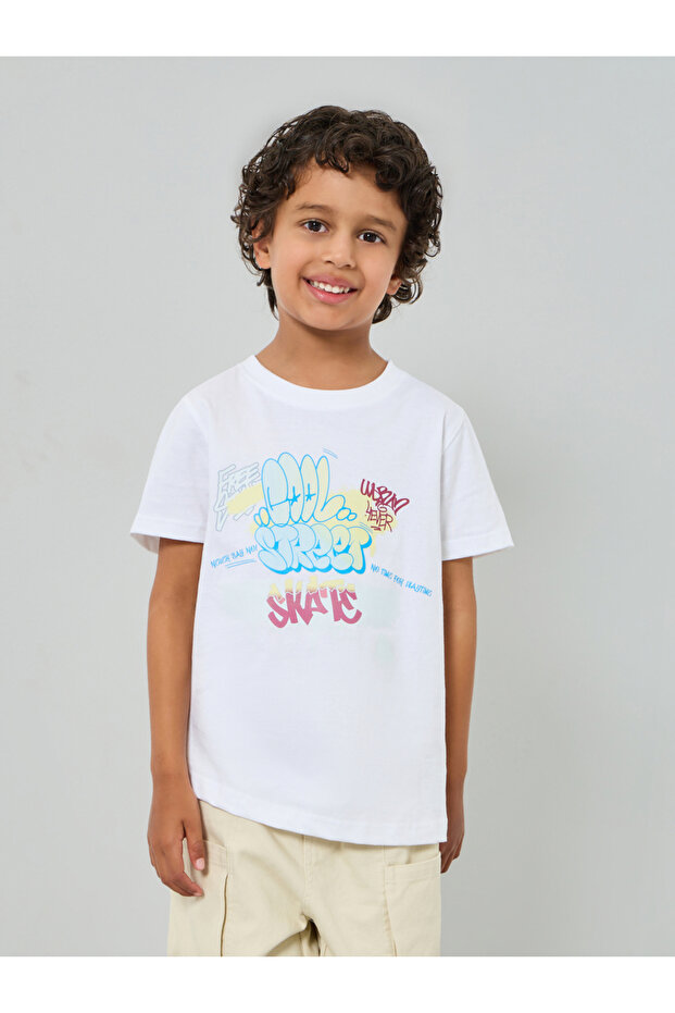 Boys Graphic Print Short Sleeve Cotton T-Shirt