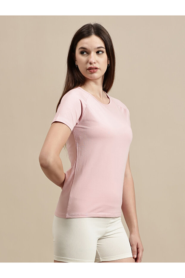 Pink Solid Raglan Sleeve Top - 3