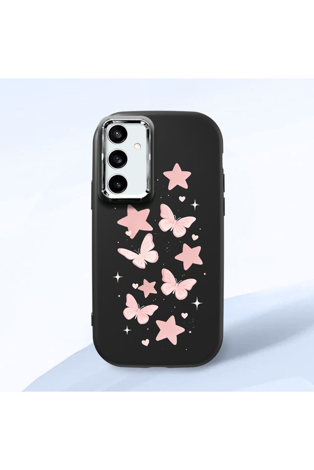Black Silicone Case Compatible with Samsung Galaxy S23 Fe with Shock-Absorbing Camera Protections
