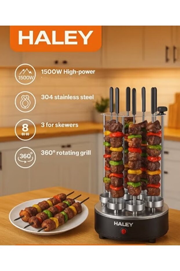 Electric Kebab Grill Rotating Skewer BBQ Machine Indoor Vertical Rotisserie