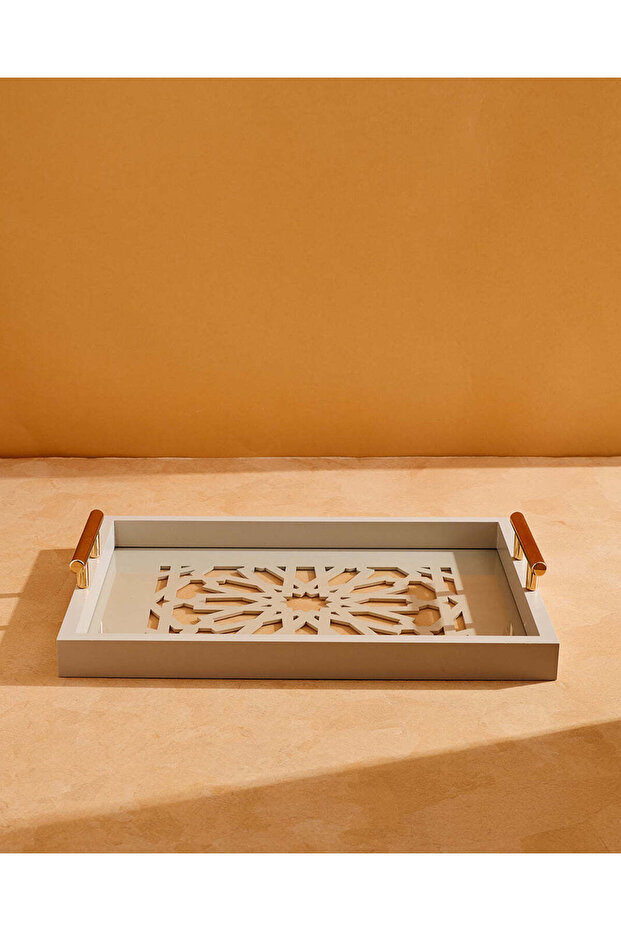 White Rectangle Laser Cut Tray ( Medium) - 2