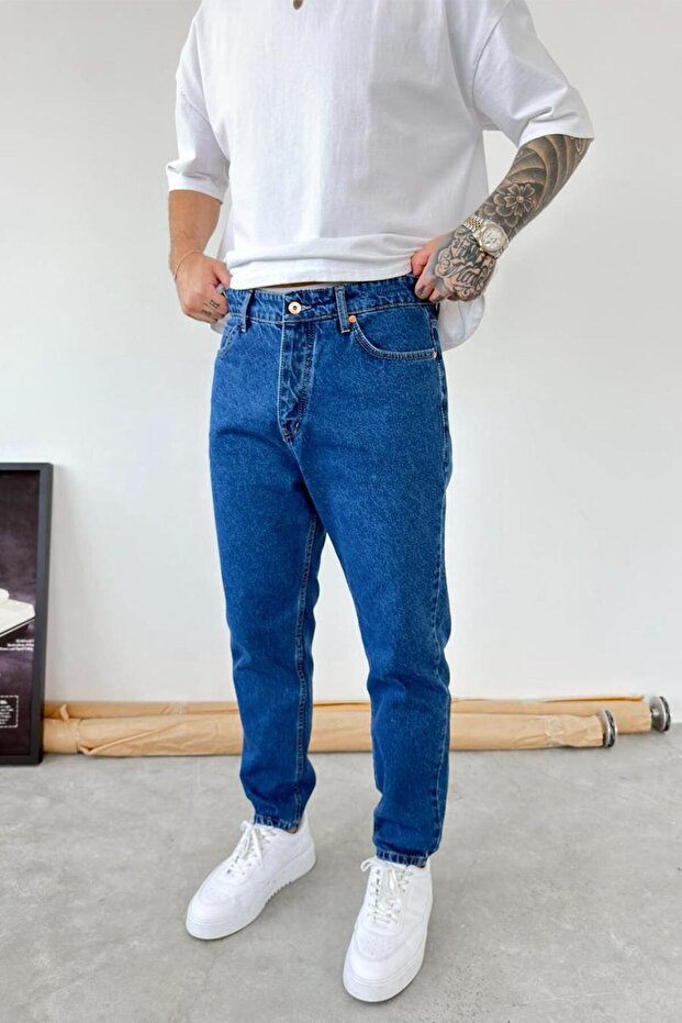 Blue Basic Boyfriend Pants - 2