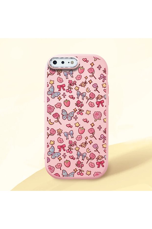 Pink Silicone Case with Shock-Absorbing Camera Protections Compatible with iPhone 7 Plus/8 Plus