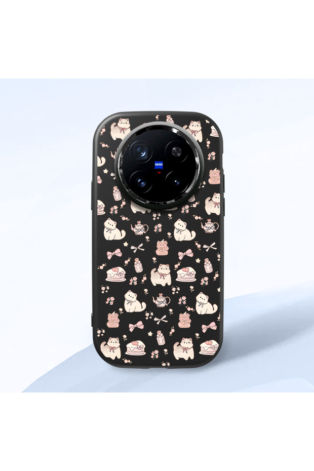 غطاء سيليكون أسود متوافق مع هاتف Vivo X200 Pro مع حماية للكاميرا ماصّ للصدمات
